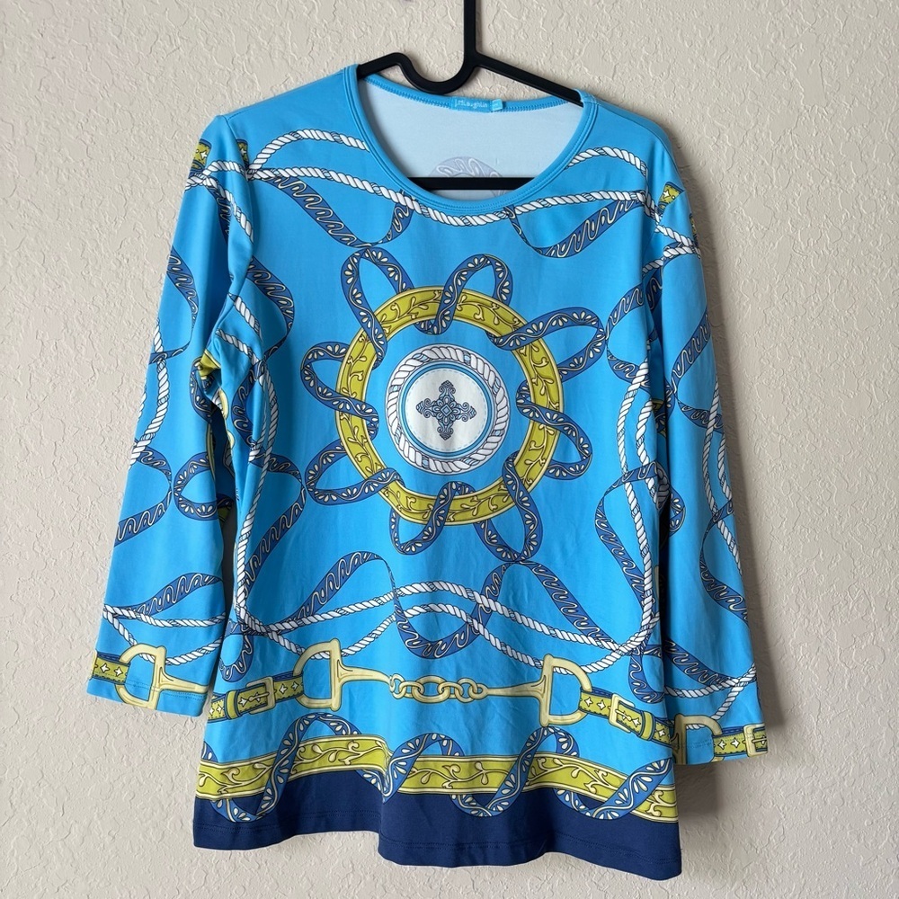J. Mclaughlin | Women's Catalina Cloth Signature Tee 3/4 Sleeve Top Size Medium